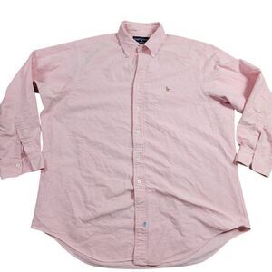 Polo Ralph Lauren Shirt Dress Mens 17.5 33 Pink Button Up Oxford Flaws*